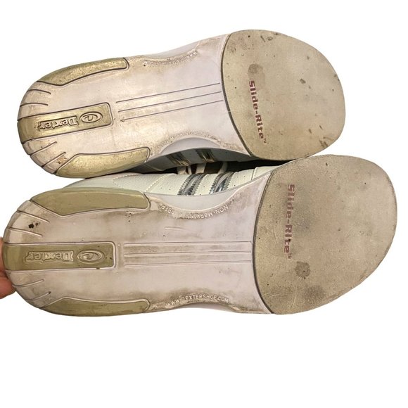 Dexter Slide Rite Bowling Shoes White Metallic Silver Sneakers Womens 8.5M - Picture 10 of 11